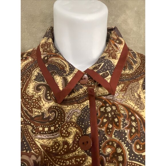 Silk‎ Land  Women Sz PL JacketCreamy/Brown  Floral Paisley Pleated Quilt Lined - Picture 4 of 15